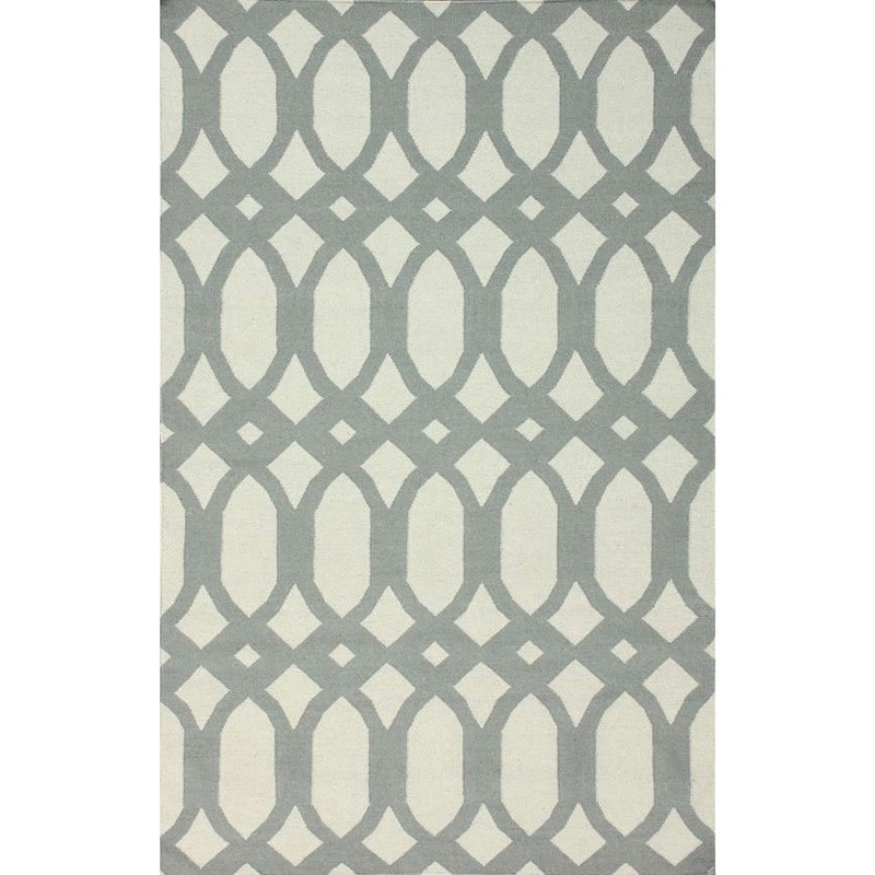 Nuloom Handmade Lattice Flatweave Kilim Light Grey Wool Rug (8 X 10)