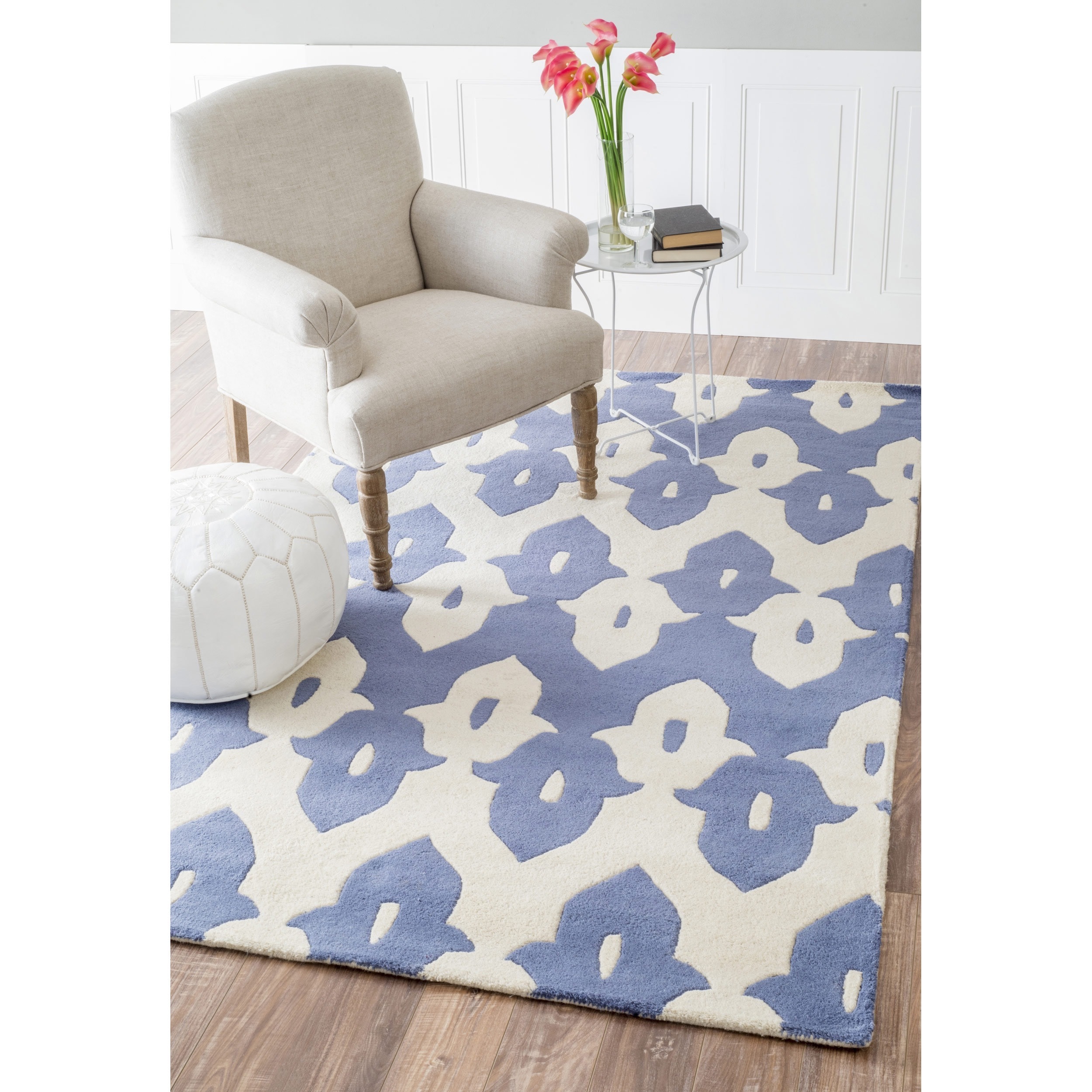 Nuloom Handmade Modern Ikat Trellis Wool Rug (83 X 11)