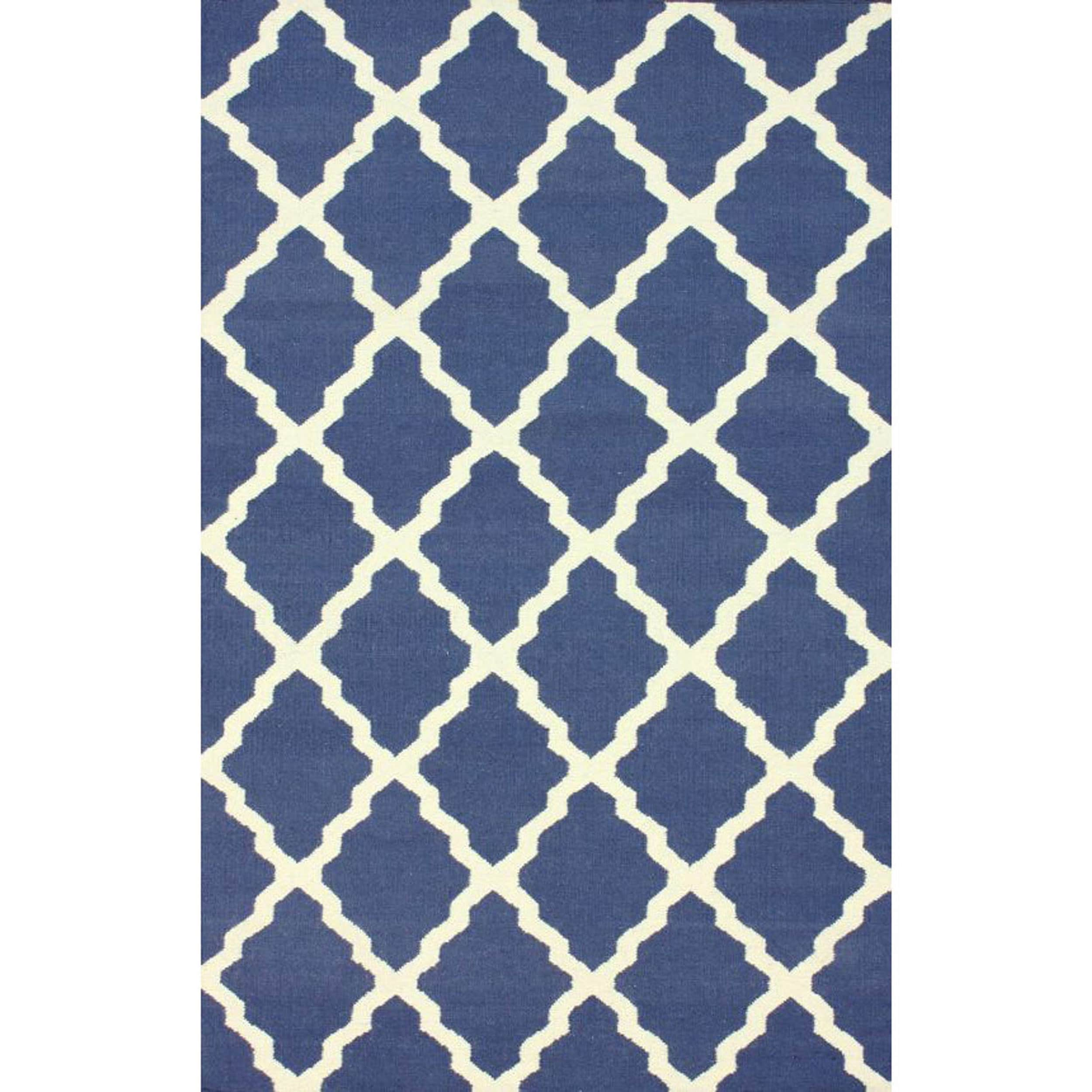 Nuloom Handmade Moroccan Trellis Flatweave Kilim Blue Wool Rug (86 X 116)