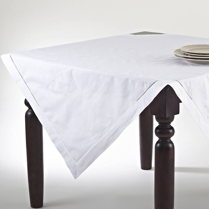 Hemstitched Table Topper - White - Border/Solid - 36 Inches