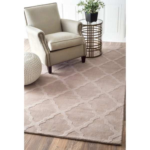 nuLOOM Handmade Moroccan Trellis Taupe Wool Rug (5 x 8)