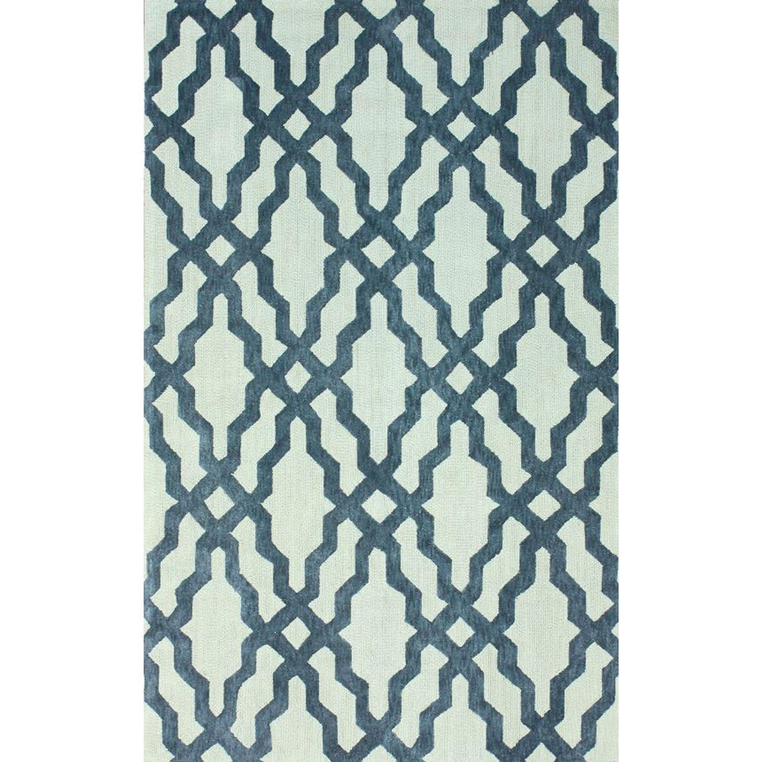 Nuloom Handmade Modern Trellis Blue / Grey Cotton Rug (5 X 8)