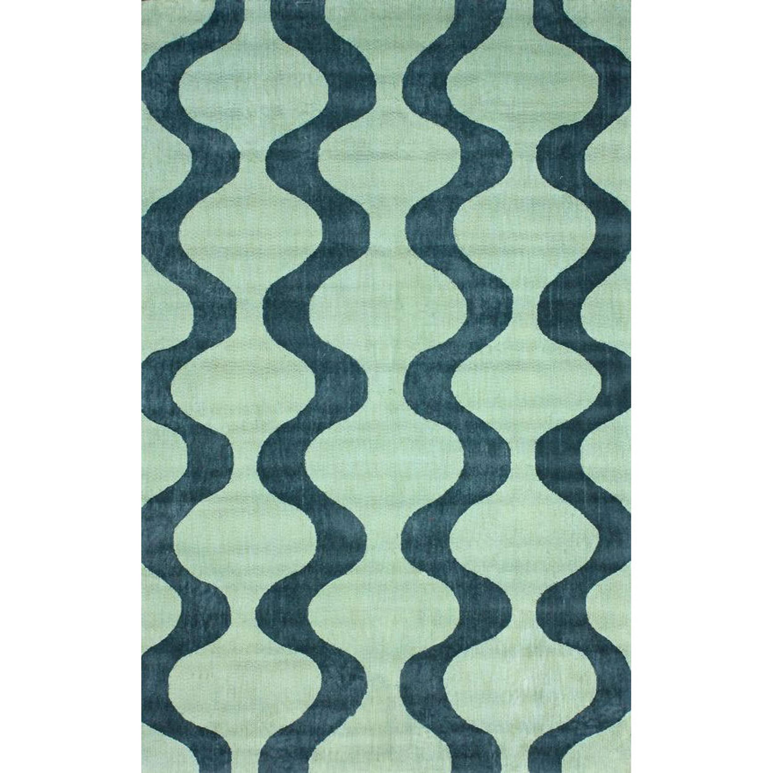 Nuloom Handmade Swirls Blue Cotton Rug (5 X 8)