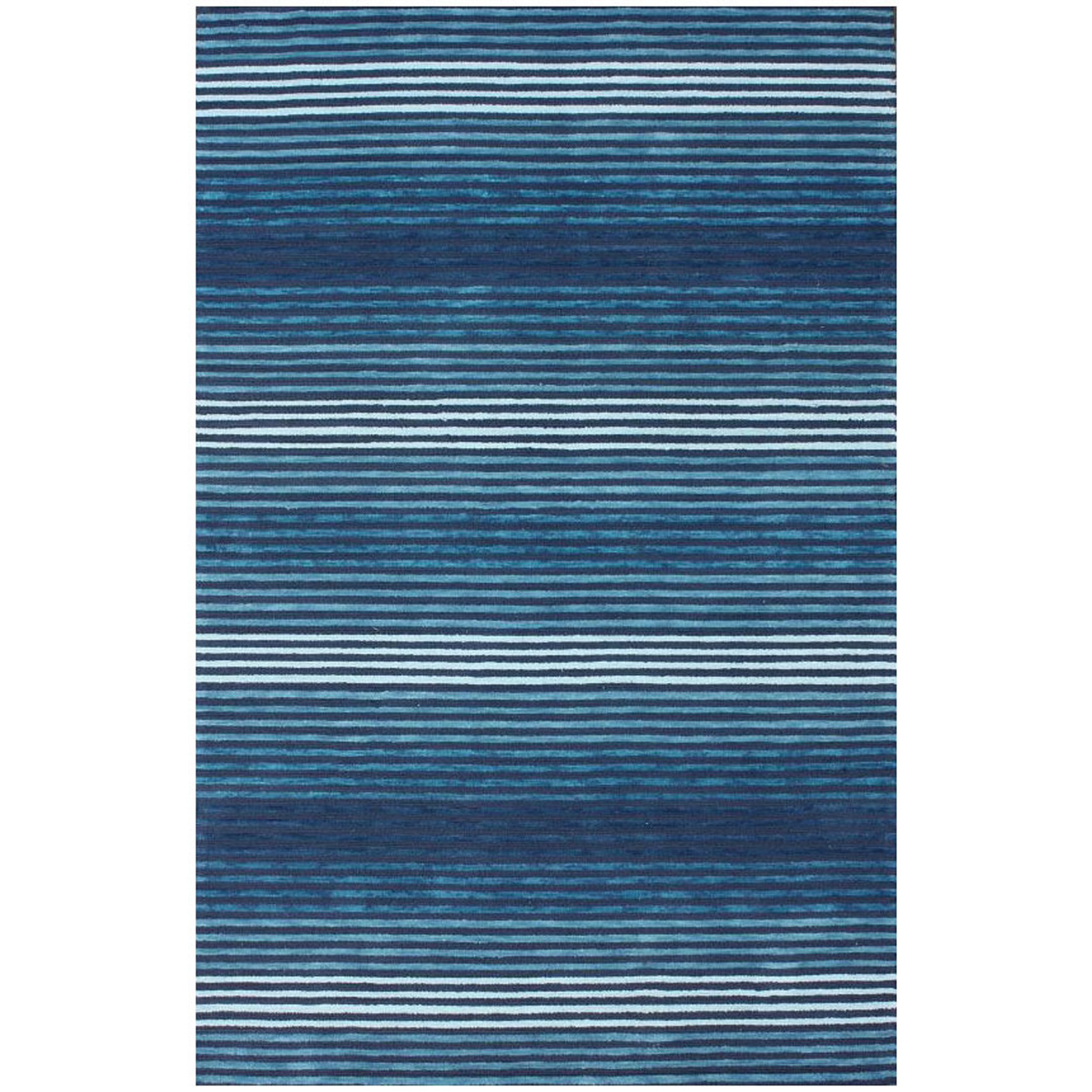 Nuloom Handmade Modern Lines Blue Cotton Rug (5 X 8)