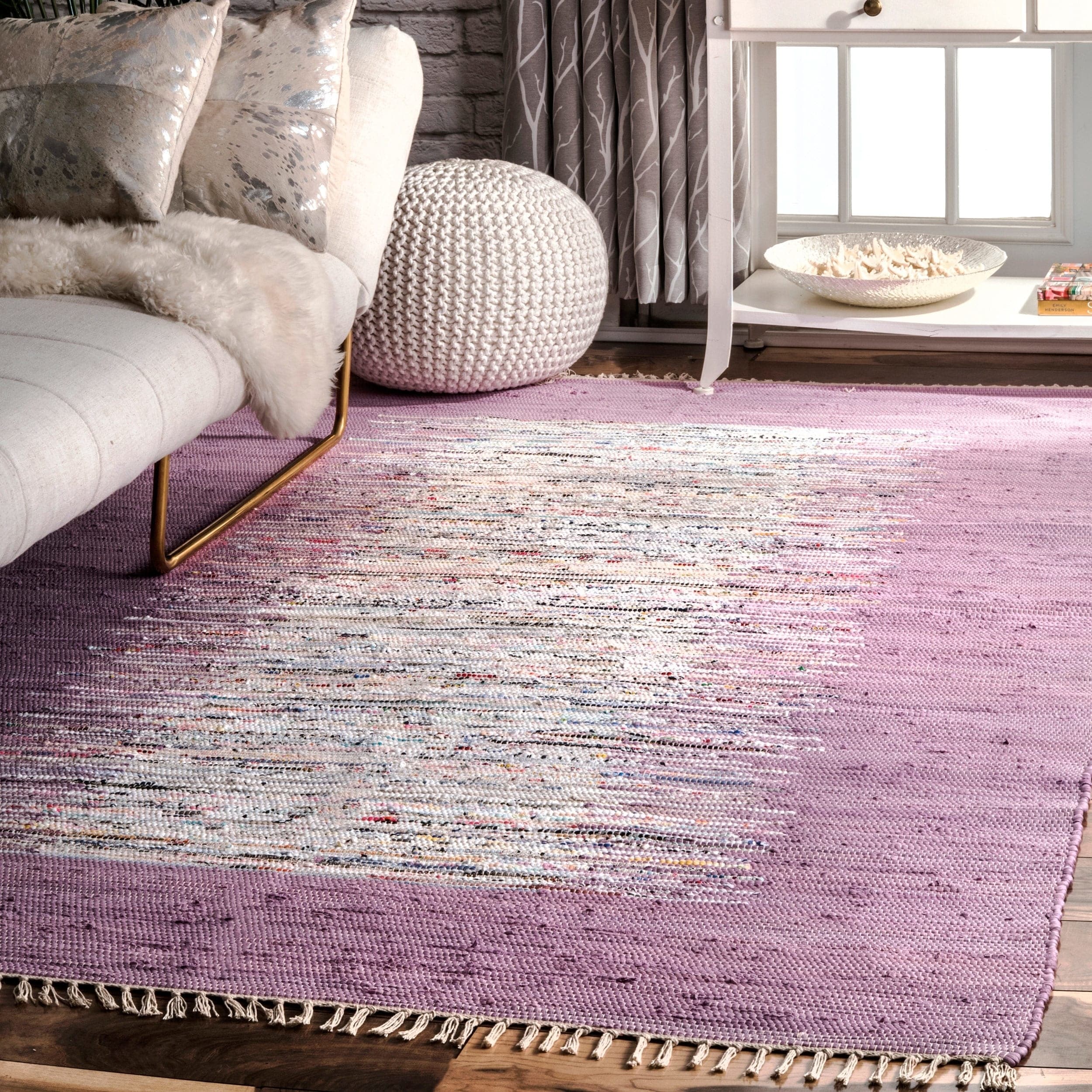 Nuloom Handmade Mona Kilim Flatweave Lavender Rug (5 X 8) (IvoryPattern AbstractTip We recommend the use of a non skid pad to keep the rug in place on smooth surfaces.All rug sizes are approximate. Due to the difference of monitor colors, some rug color