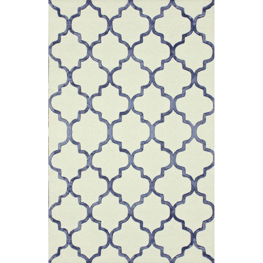 Nuloom Handmade Moroccan Trellis Ivory/ Blue Faux silk Wool Rug (76 X 96) (BluePattern AbstractTip We recommend the use of a non skid pad to keep the rug in place on smooth surfaces.All rug sizes are approximate. Due to the difference of monitor colors,