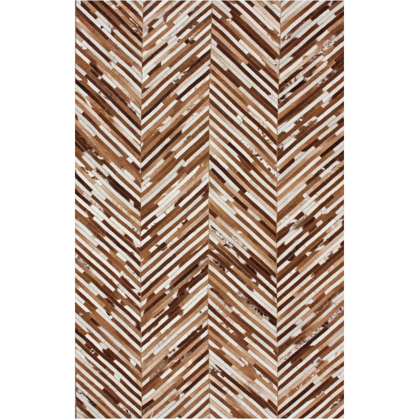 Nuloom Handmade Chevron Brown Cowhide Leather Rug (76 X 96)