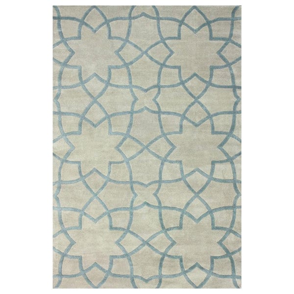 nuLOOM Handmade Modern Star Moroccan Trellis Light Blue Wool Rug (5 x