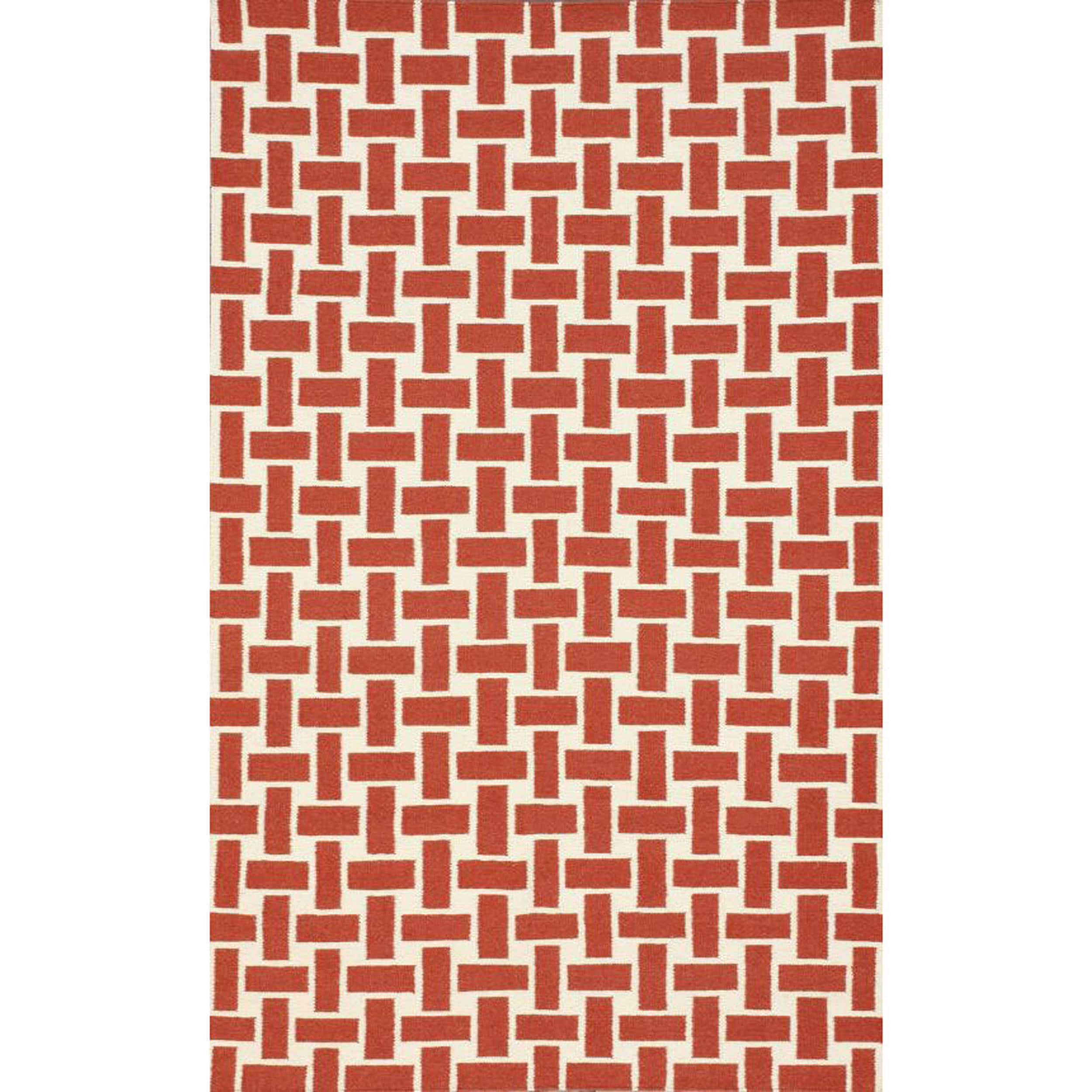 Nuloom Handmade Trellis Flatweave Kilim Rust Wool Rug (76 X 96)