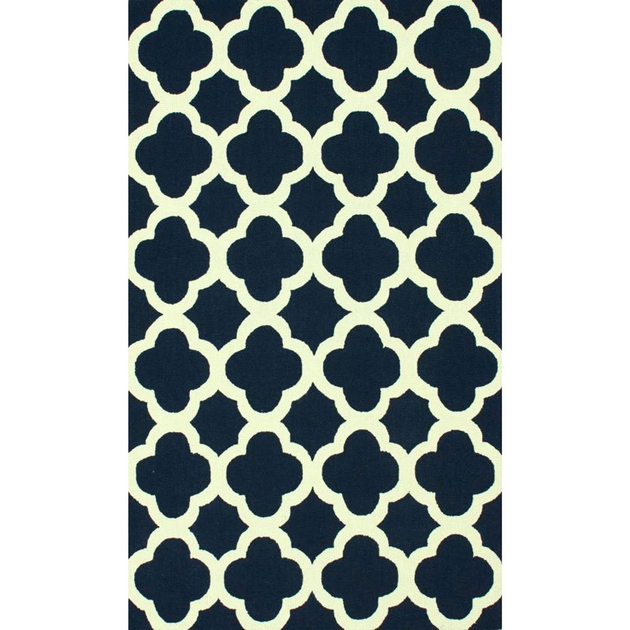 Nuloom Handmade Moroccan Trellis Navy Abstract Wool Rug (76 X 96)