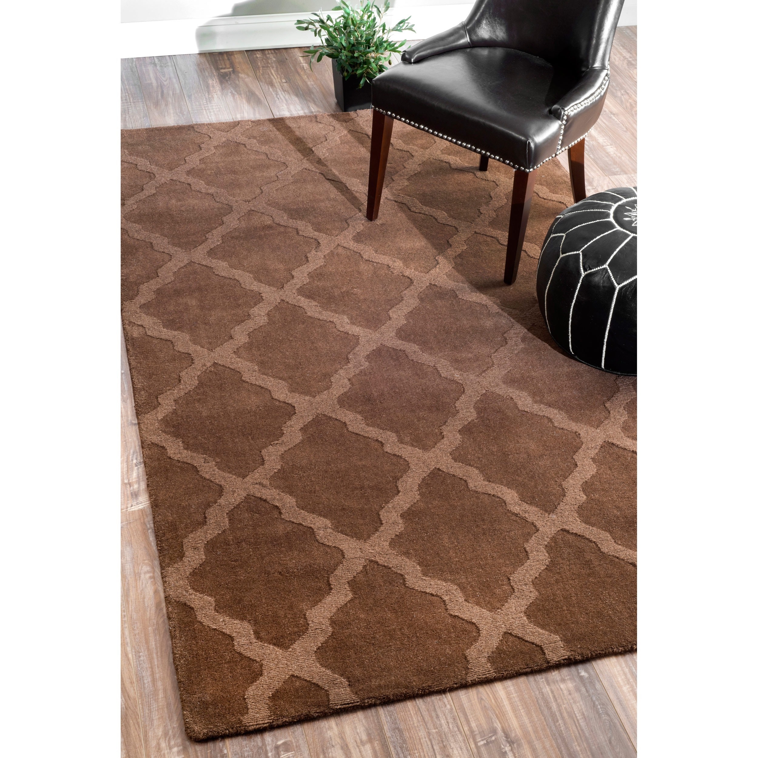 Nuloom Handmade Moroccan Trellis Brown Wool Rug (76 X 96)