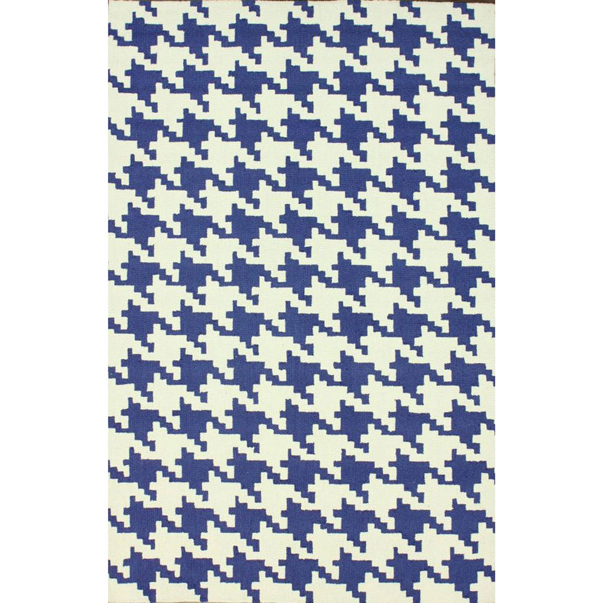 Nuloom Handmade Houndstooth Blue Wool Rug (76 X 96)