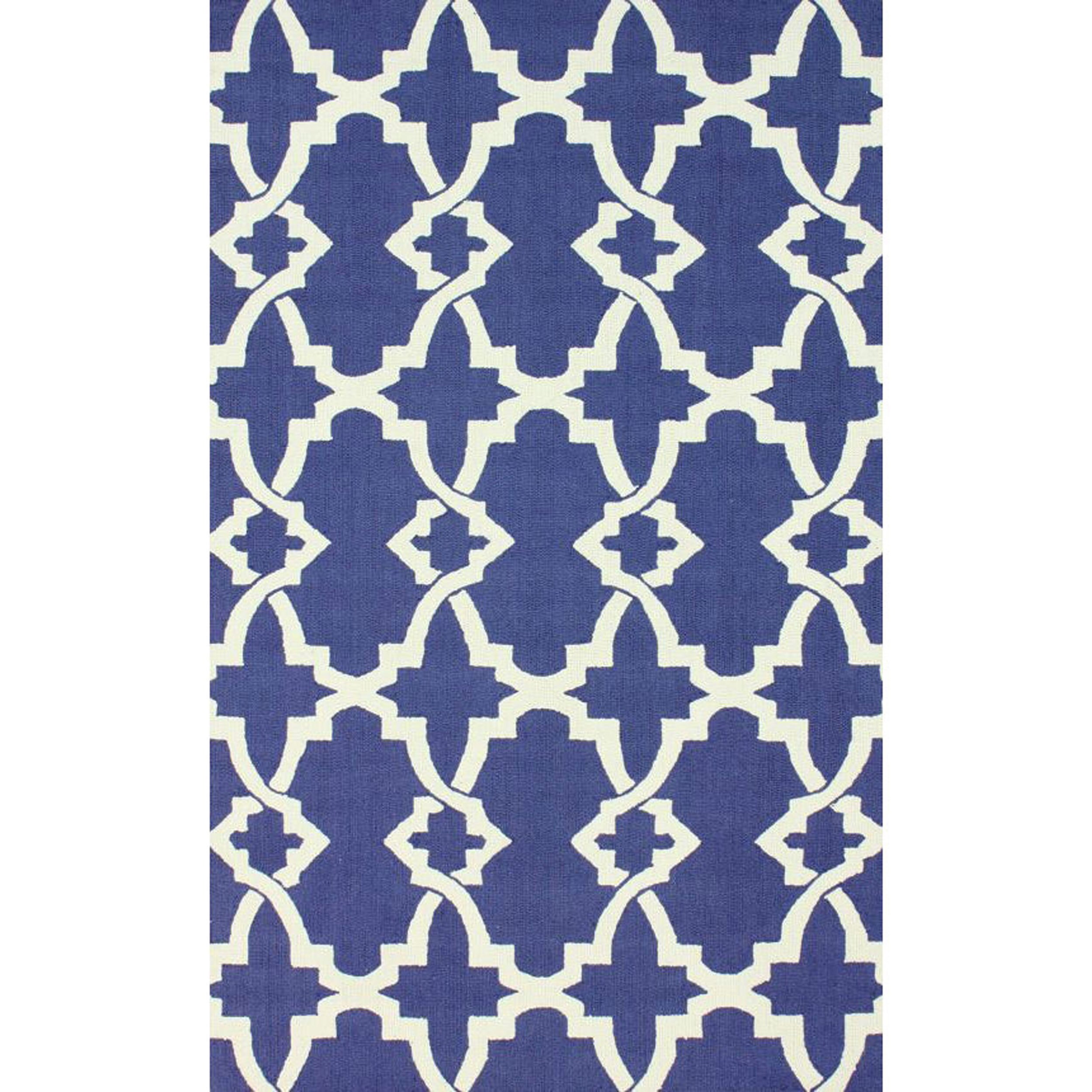 Nuloom Handmade Modern Trellis Blue Wool Rug (76 X 96)