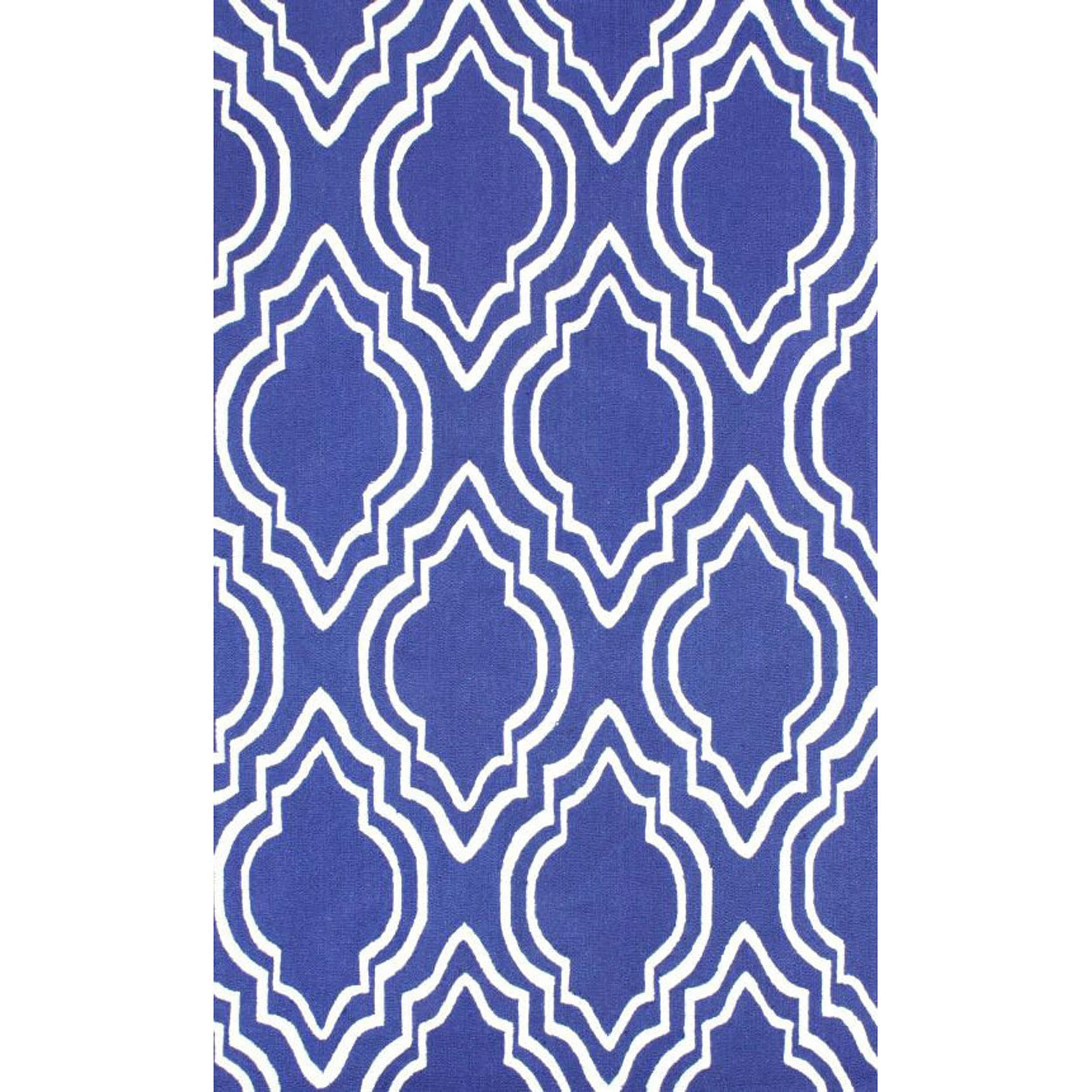 Nuloom Handmade Modern Trellis Blue Wool Rug (76 X 96)