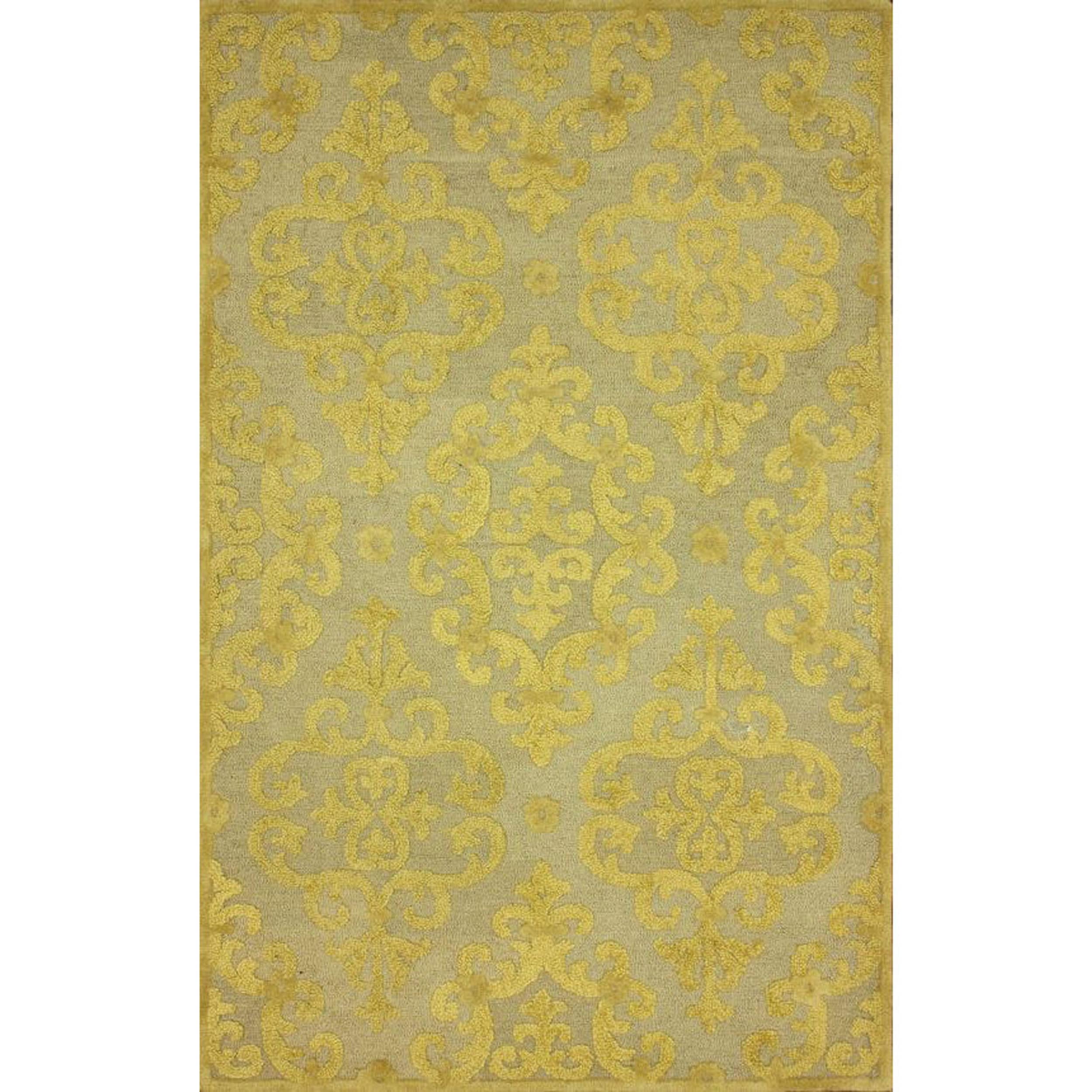 Nuloom Handmade Transitional Damask Gold Wool Rug (76 X 96)