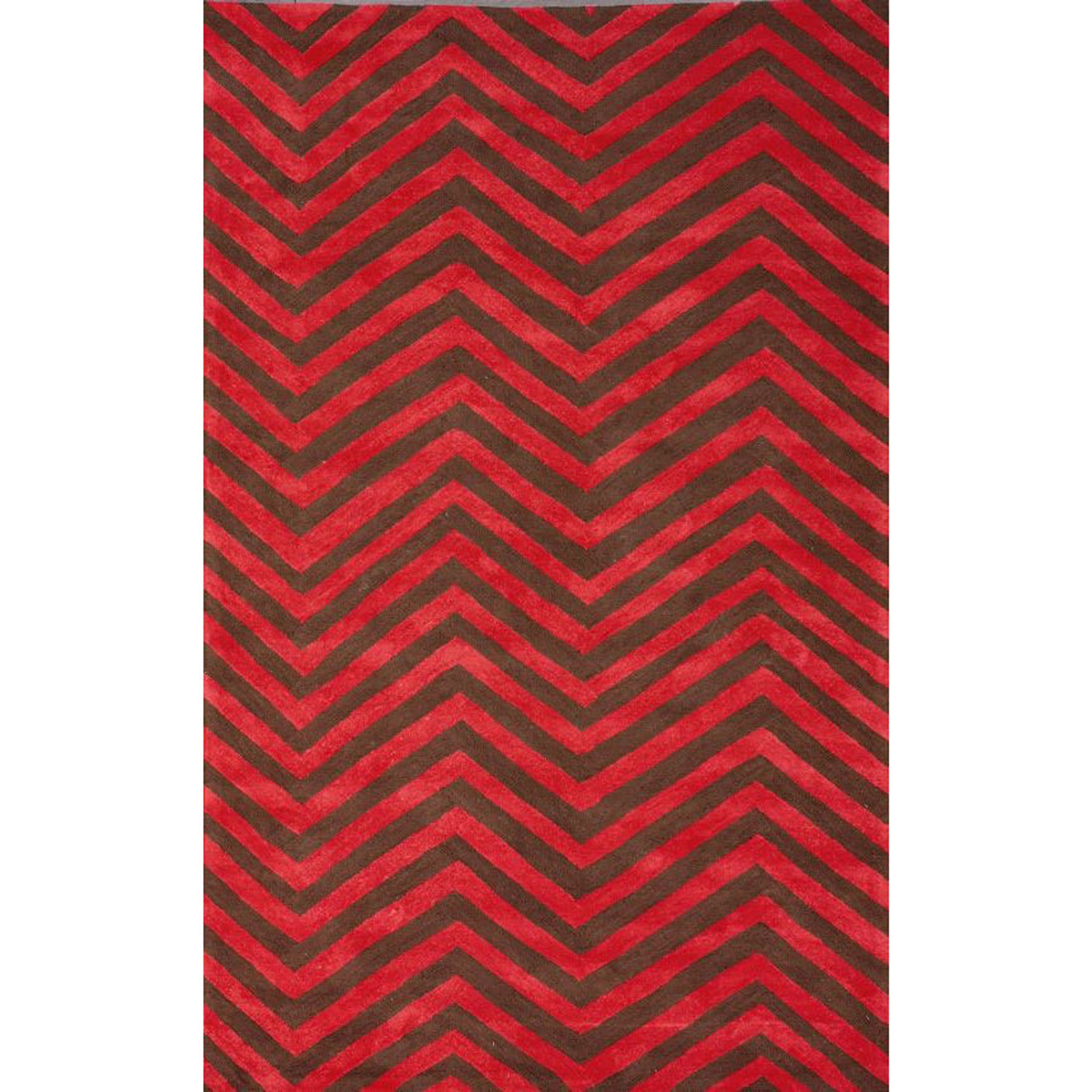 Nuloom Handmade Chevron Red Cotton Rug (76 X 96)