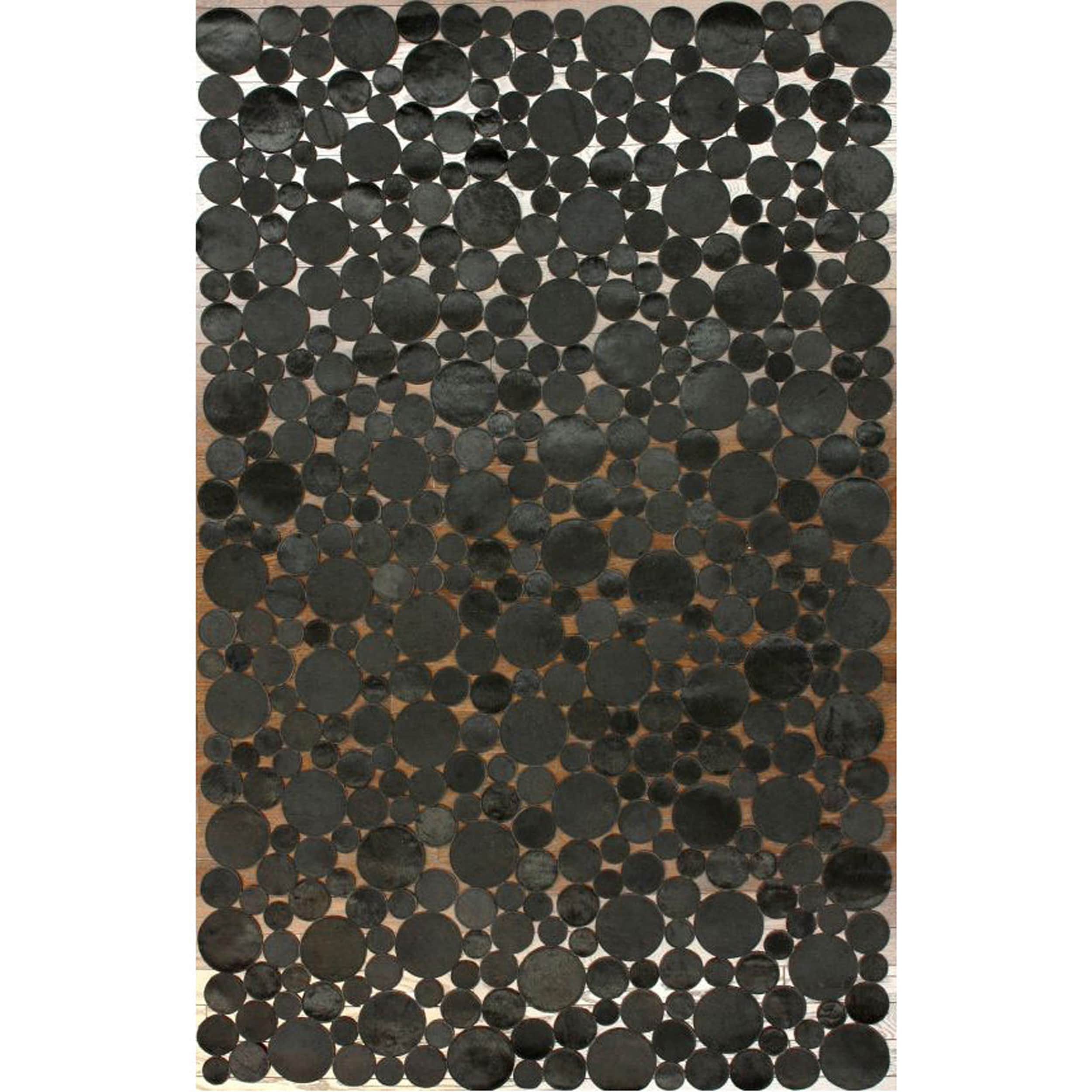 Nuloom Handmade Circles Black Cowhide Leather Rug (5 X 8) (BlackPattern AbstractTip We recommend the use of a non skid pad to keep the rug in place on smooth surfaces.All rug sizes are approximate. Due to the difference of monitor colors, some rug color