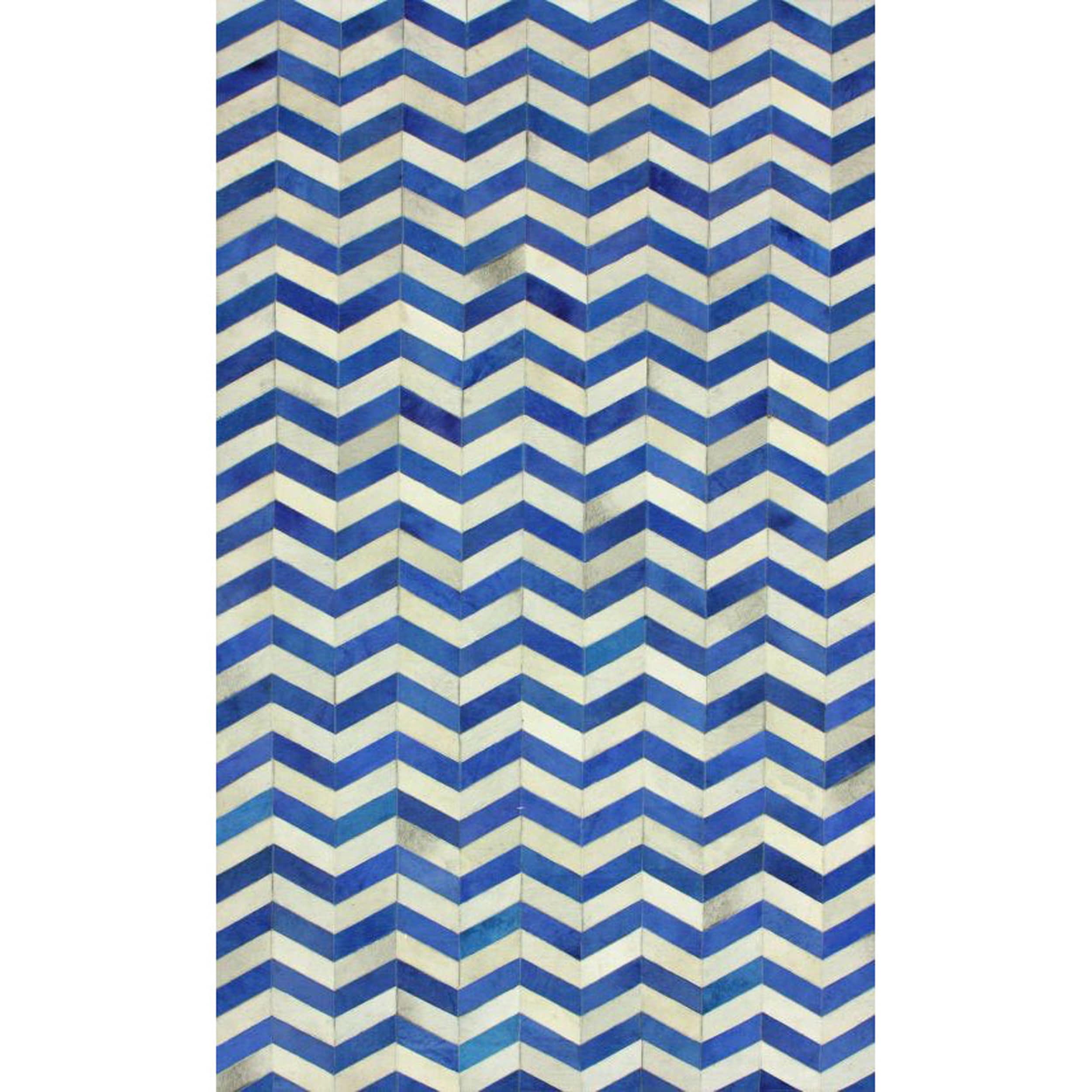 Nuloom Handmade Chevron Blue Cowhide Leather Rug (5 X 8)