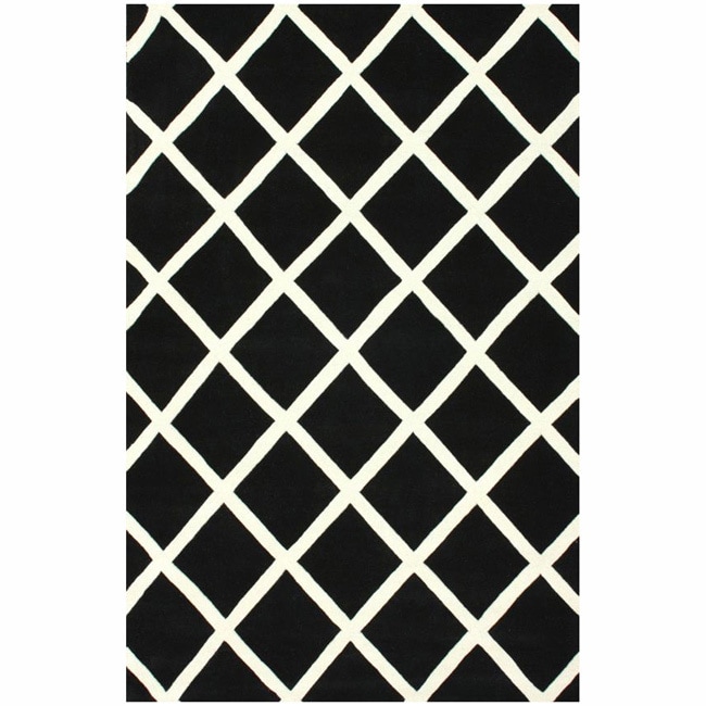 Nuloom Handmade Moroccan Trellis Charcoal Grey Wool Rug (5 X 8)