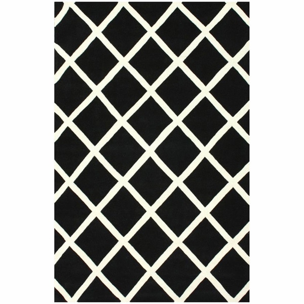 nuLOOM Handmade Moroccan Trellis Charcoal Grey Wool Rug (5 x 8)