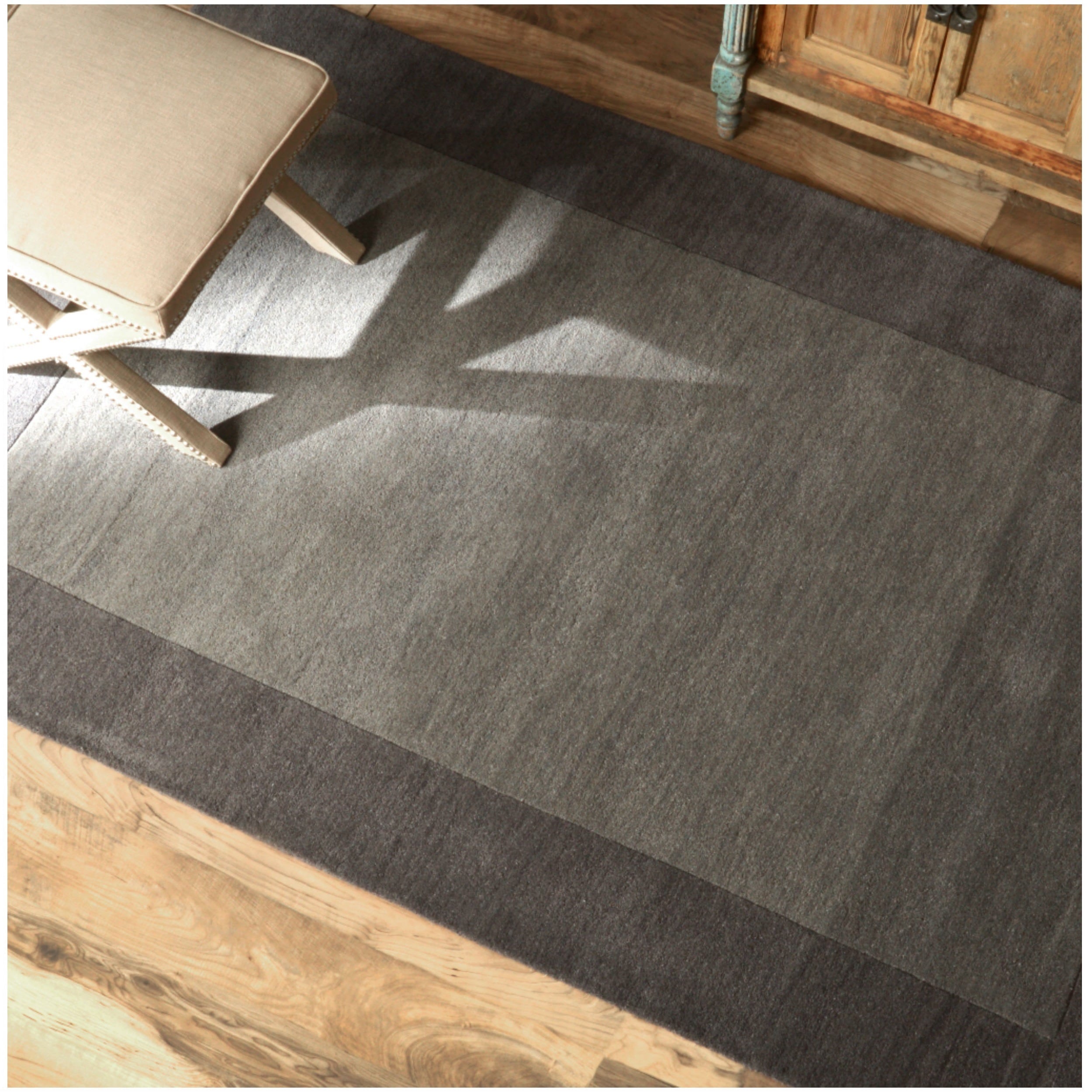 Nuloom Handmade Zen Solid Border Denim Wool Rug (3 X 5)