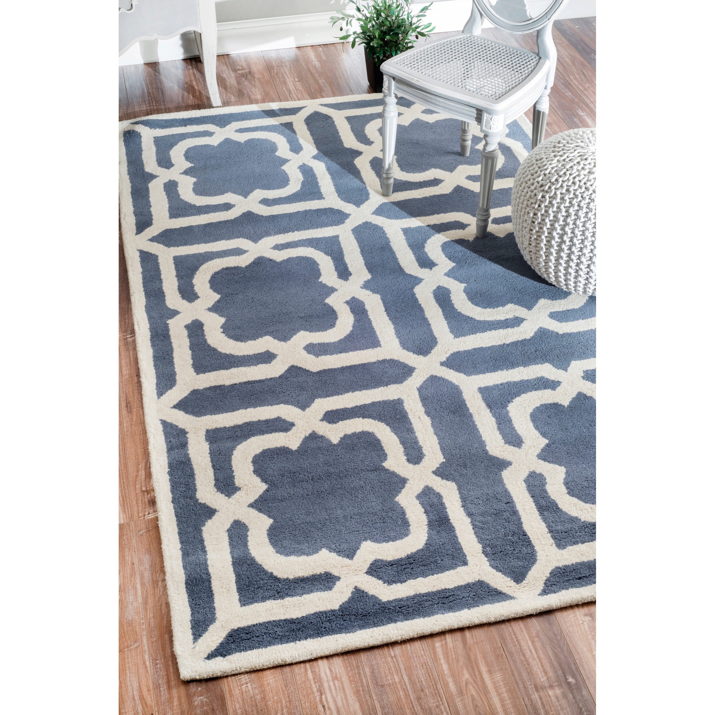 Nuloom Handmade Moroccan Trellis Slate Wool Rug (3 X 5)