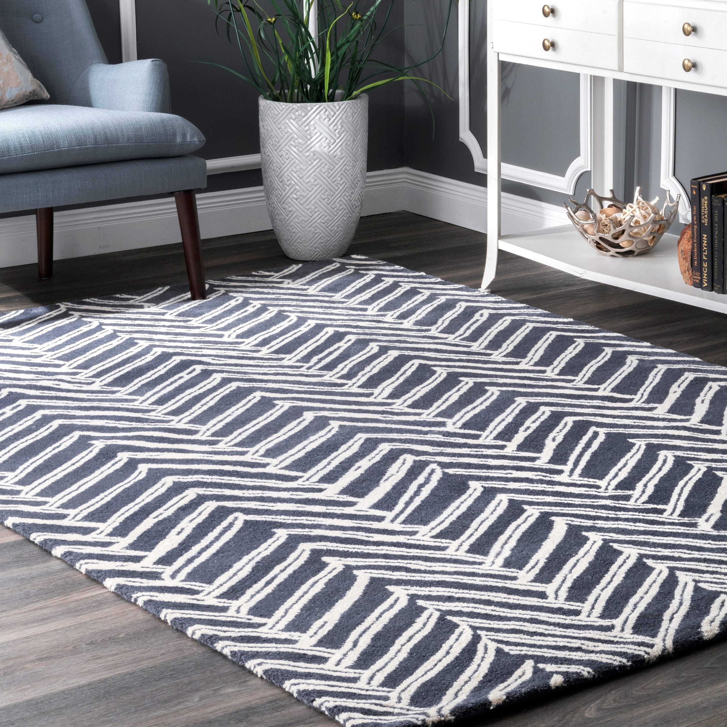 Nuloom Handmade Chevron Denim Wool Rug (3 X 5)