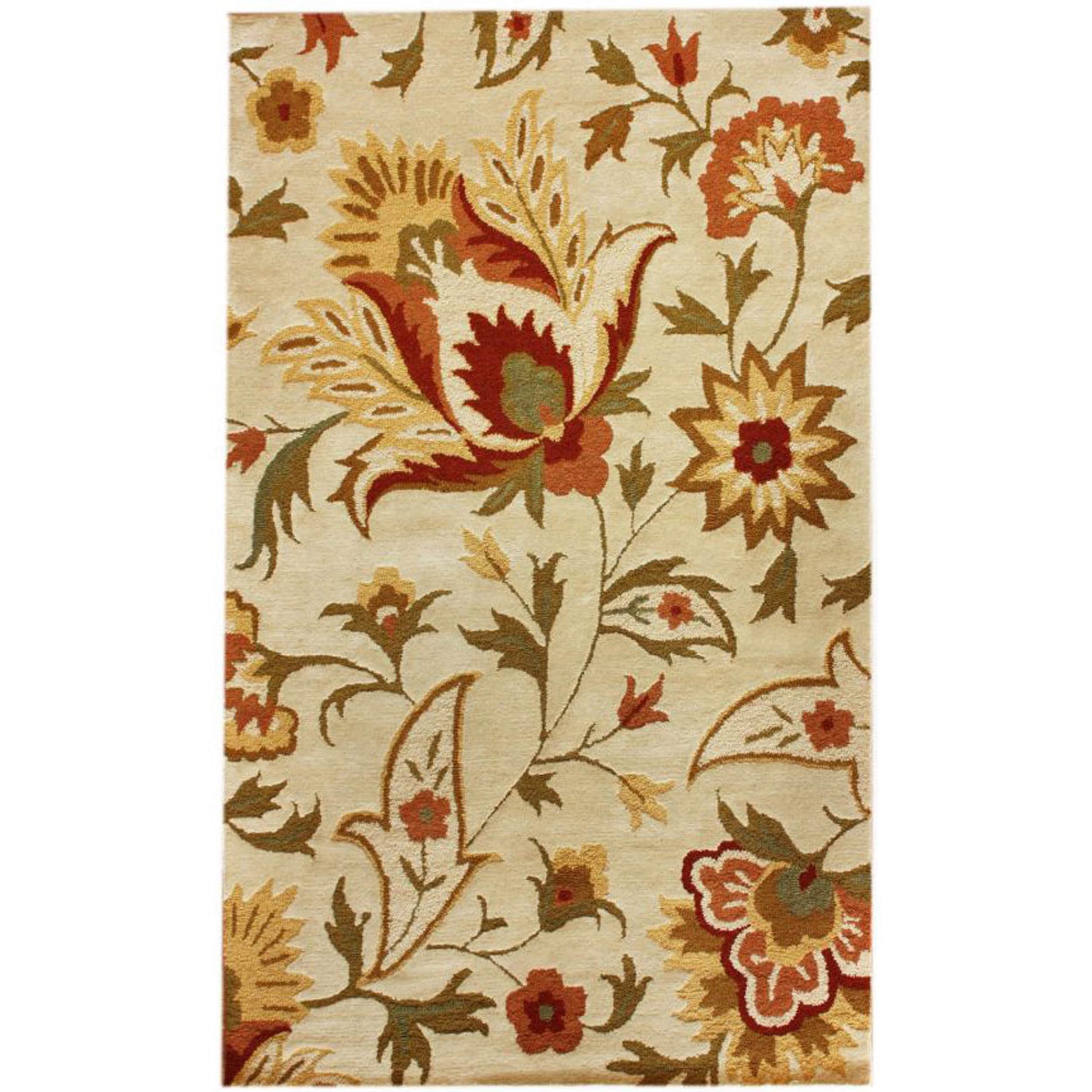 Nuloom Handmade Bold Floral Ivory Wool Rug (3 X 5)