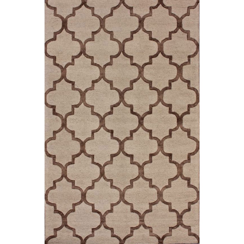 Nuloom Handmade Moroccan Trellis Brown Faux Silk / Wool Rug (3 X 5)