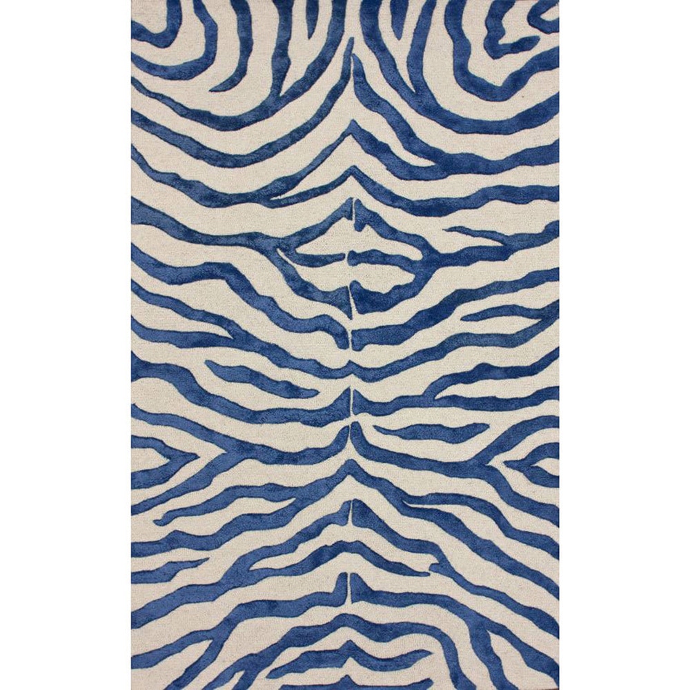 Nuloom Handmade Zebra Blue Faux Silk / Wool Rug (3 X 5)