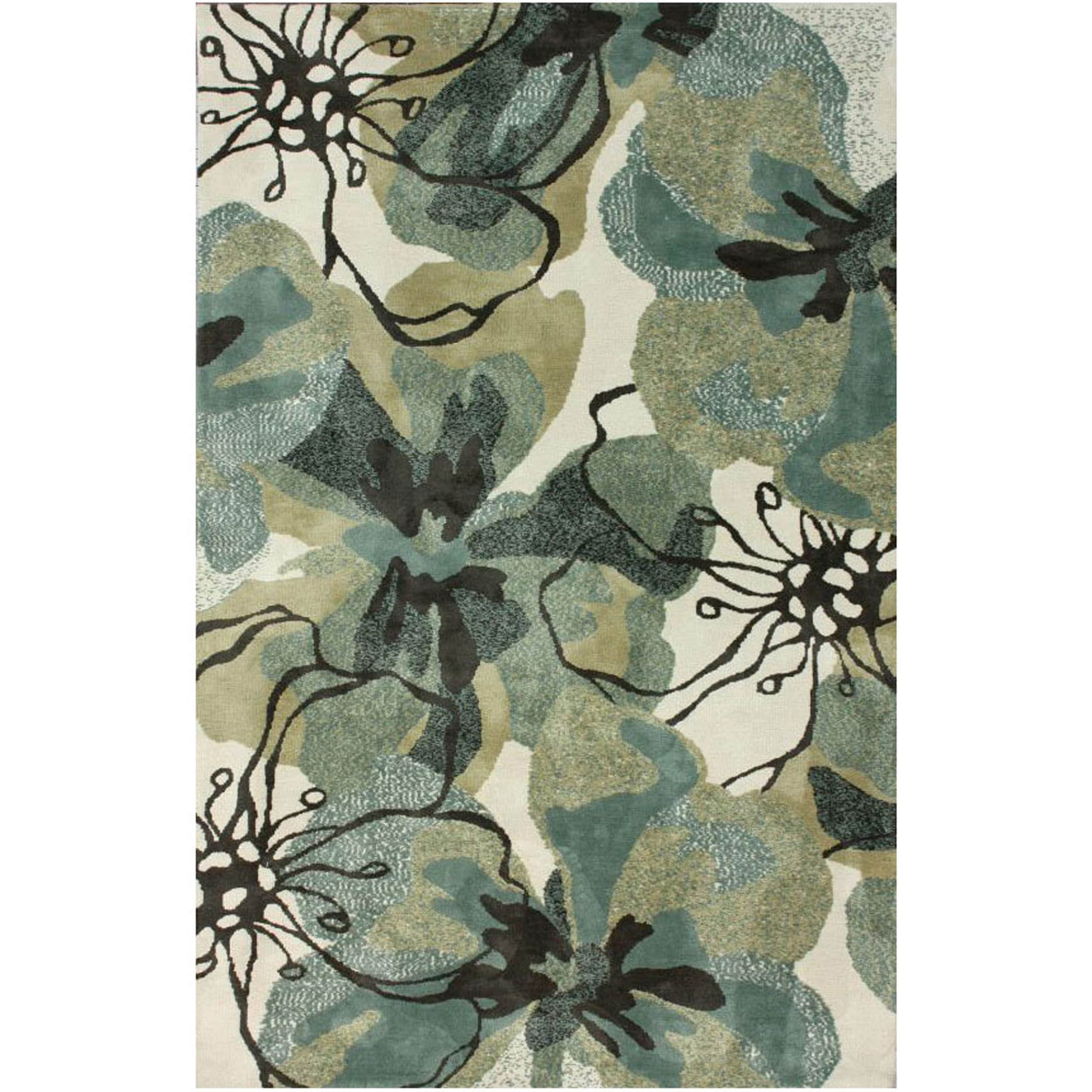 Nuloom Bold Floral Ivory Microfiber Rug (4 X 6)