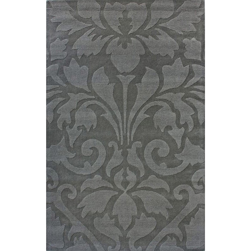 Nuloom Handmade Neutrals And Textures Damask Grey Wool Rug (6 X 9)