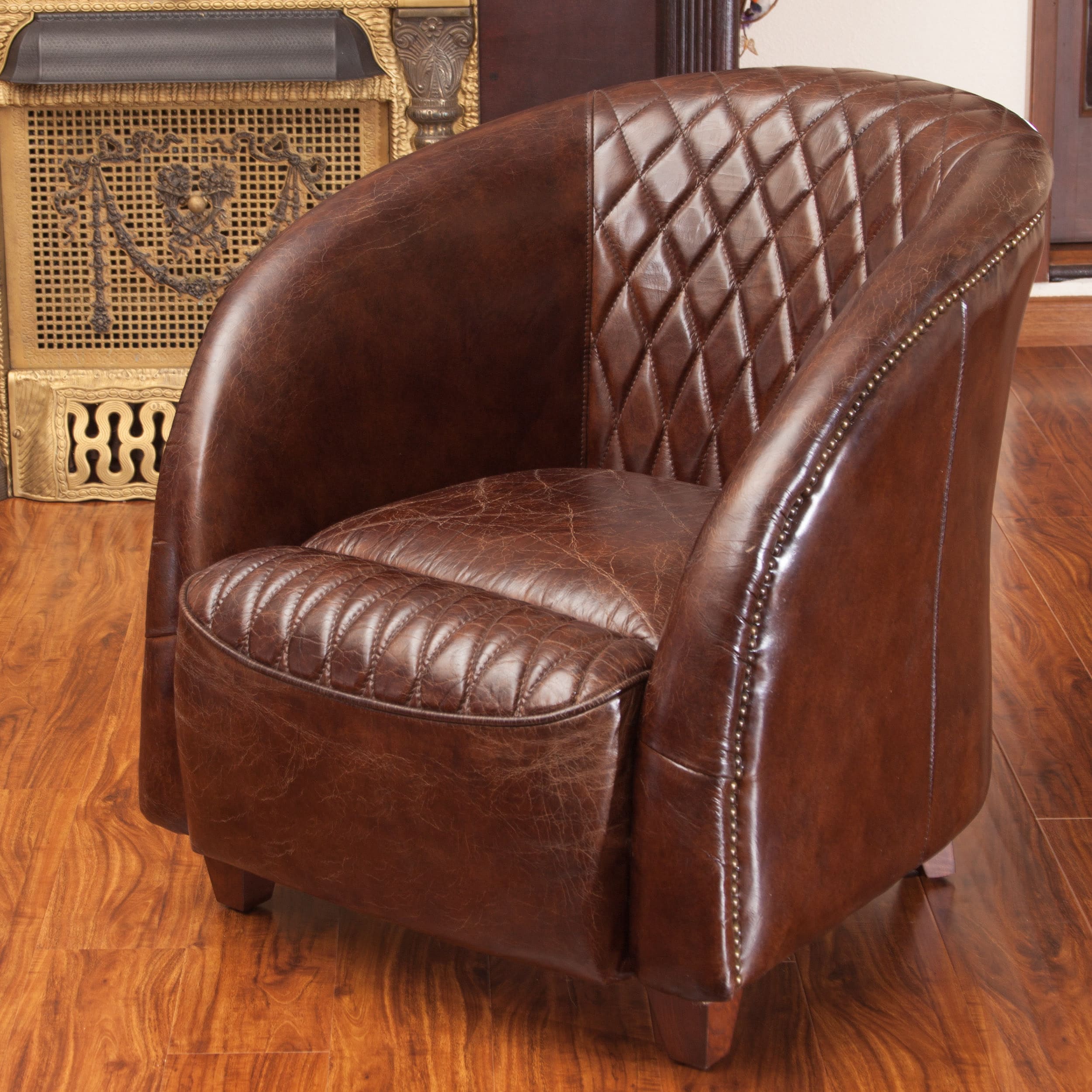 Christopher Knight Home Rahim Brown Tufted Leather Club Chair