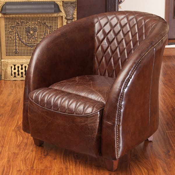 Shop Rahim Brown Tufted Leather Club Chair By Christopher Knight