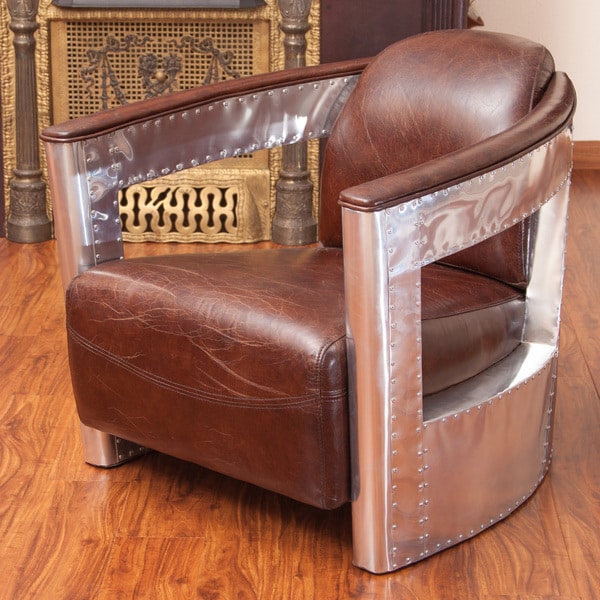 Christopher Knight Home Natasha Brown Leather and Metal Club Chair