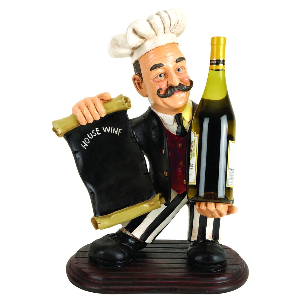 Polystone Black Chef Wine Holder