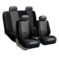 FH Group PU Leather Grey and Black Car Seat Covers (Full Set)