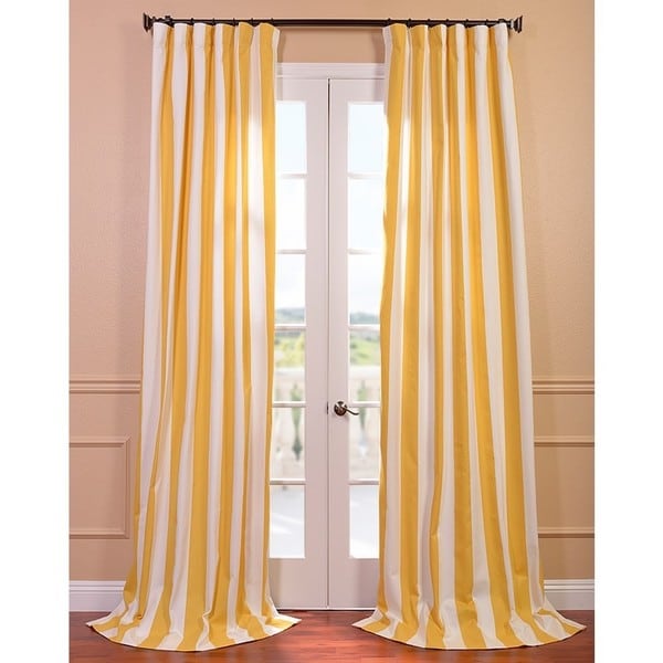 Shop Exclusive Fabrics Cabana Yellow Printed Cotton Curtain Panel ...