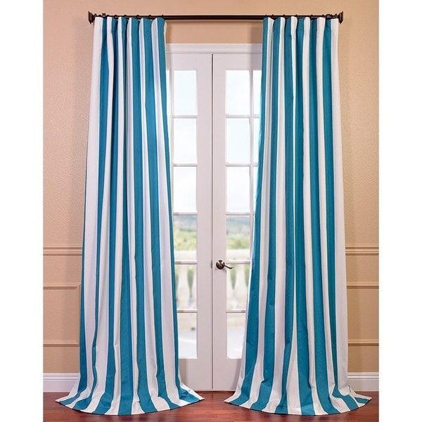 Exclusive Fabrics Cabana Teal Printed Cotton Curtain Panel - Free Shipping Today - Overstock.com ...