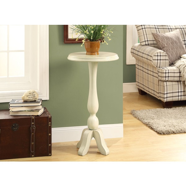 Antique White 16 inch High Veneer Dia Accent Table