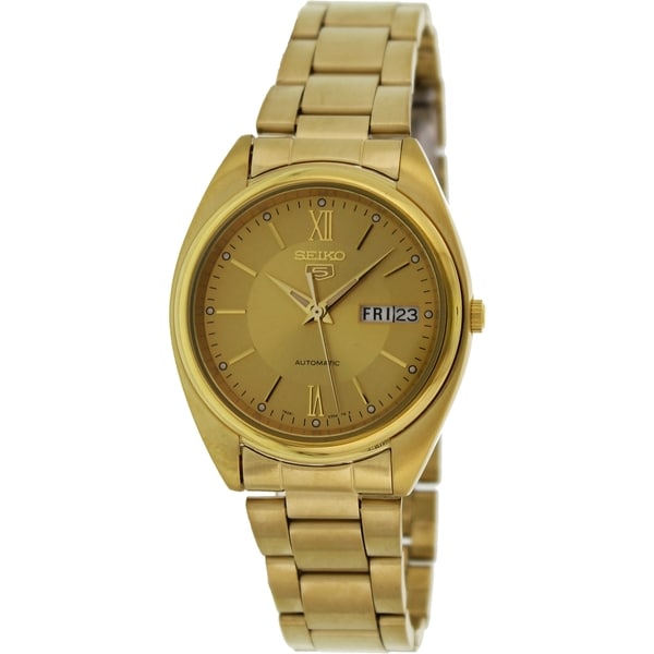 Seiko Men's 5 Automatic Gold Stainless Steel Automatic Watch with Gold ...