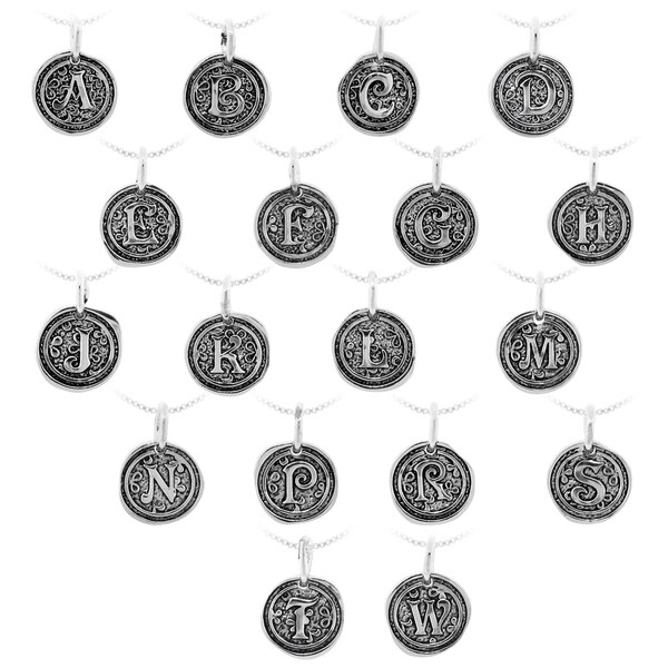 Shop Sterling Silver Round Coin Oxidized Initial Monogrammed Charms