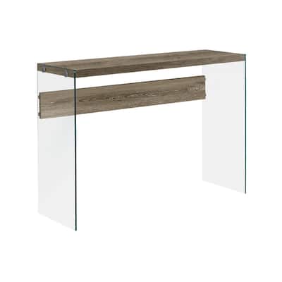 Accent Table, Console, Entryway, Narrow, Sofa, Living Room, Bedroom, Tempered Glass, Laminate, Clear, Contemporary