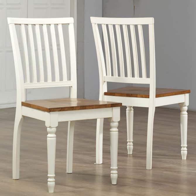 Antique White Oak Dining Chair (Set of 2)