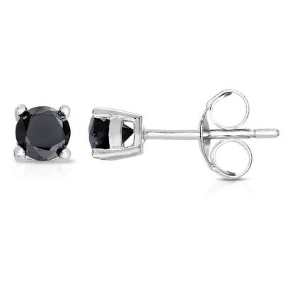 Sterling Silver Black Diamond Stud Earrings with Bonus Earrings