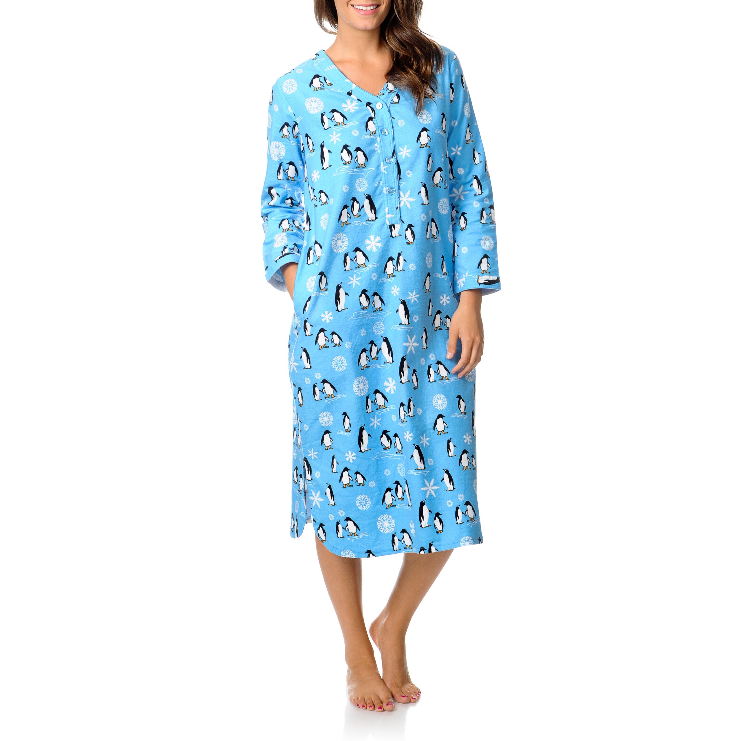 La Cera Womens Flannel Sleep Shirt
