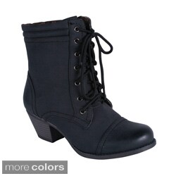 lace up stacked heel booties