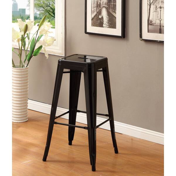 Black 30inch High Glossy Metal Cafe Barstool (Set of 2) Overstock