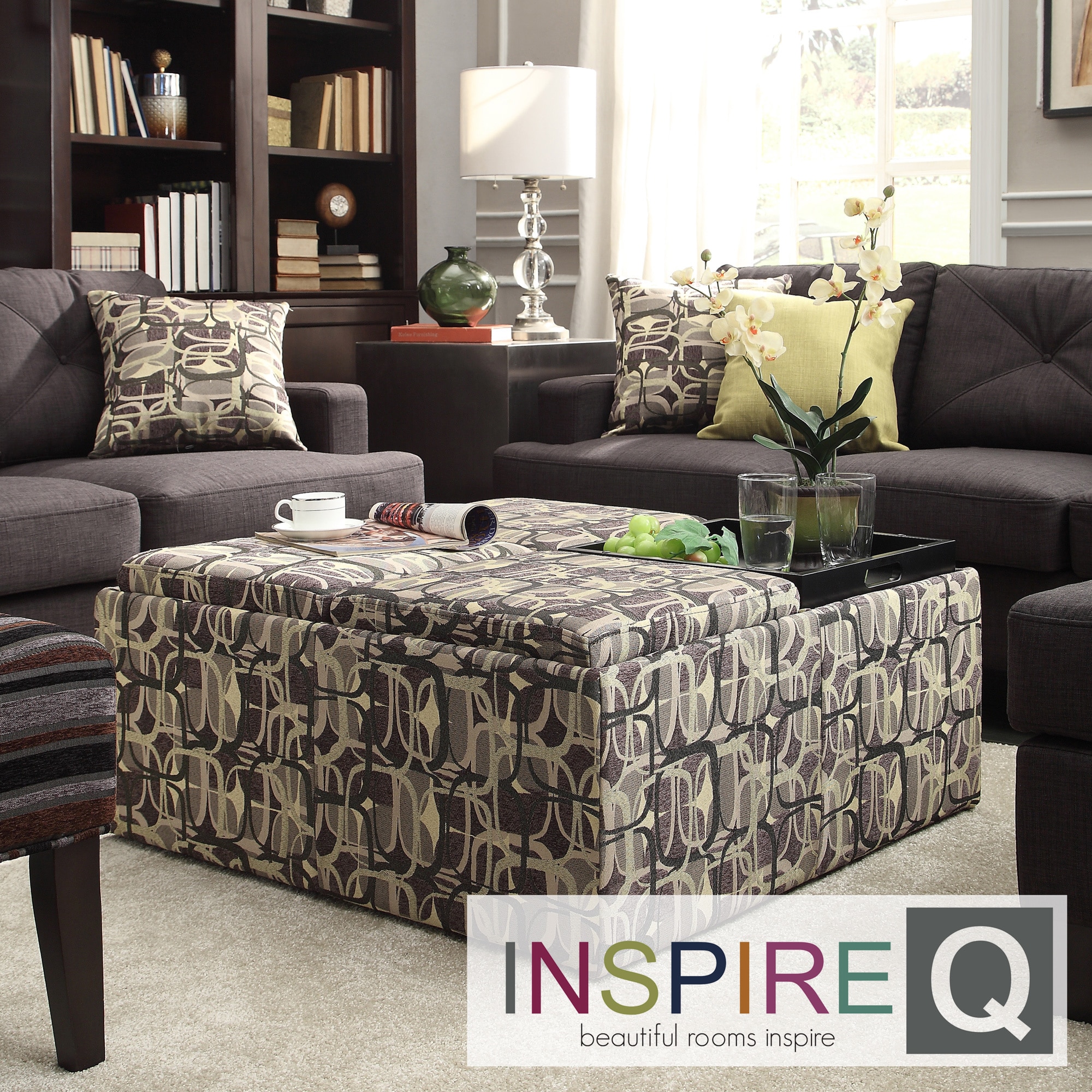 Inspire Q Montrose Mod Geometric Storage Cocktail Ottoman