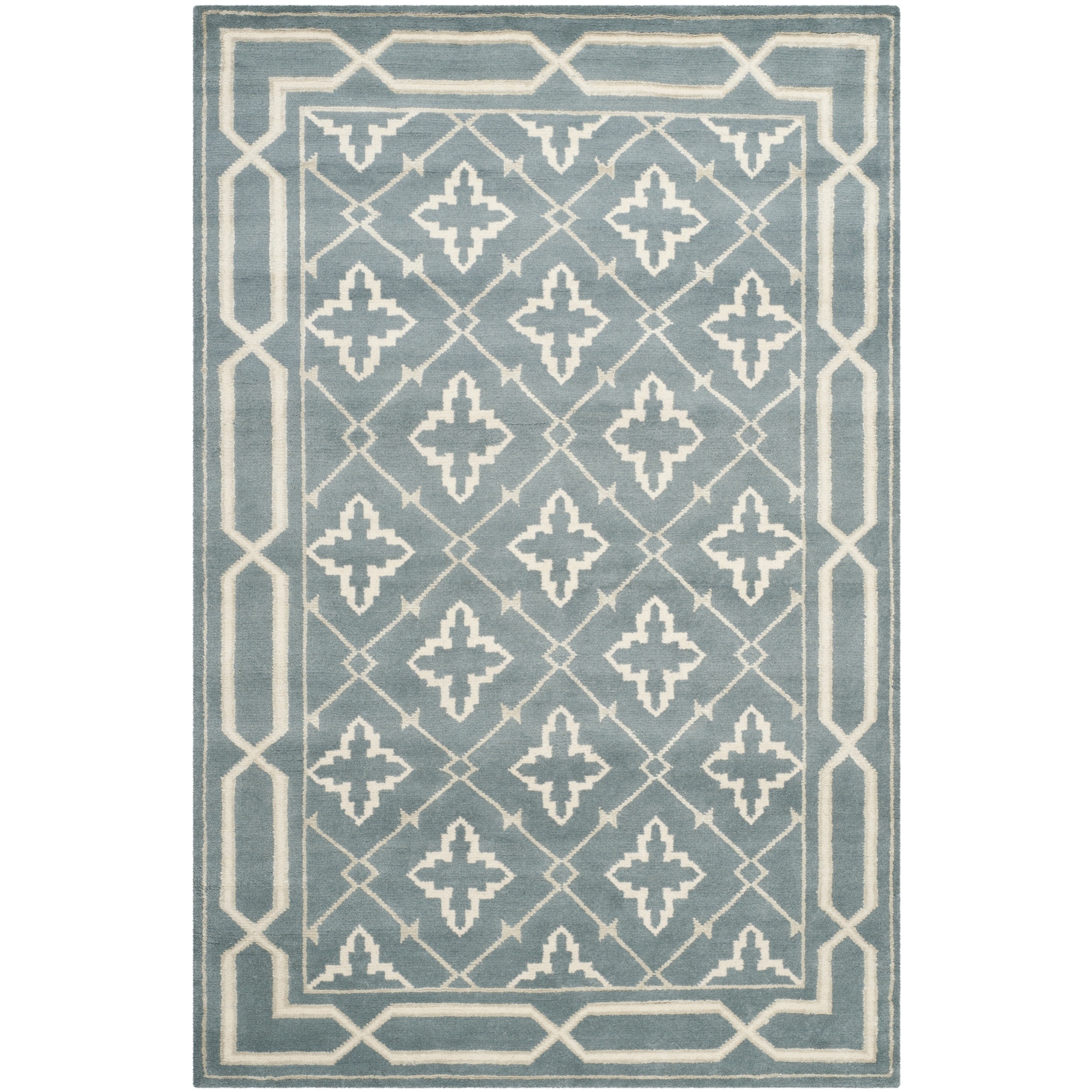 Safavieh Hand knotted Mosaic Blue/ Beige Wool/ Viscose Rug (4 X 6)